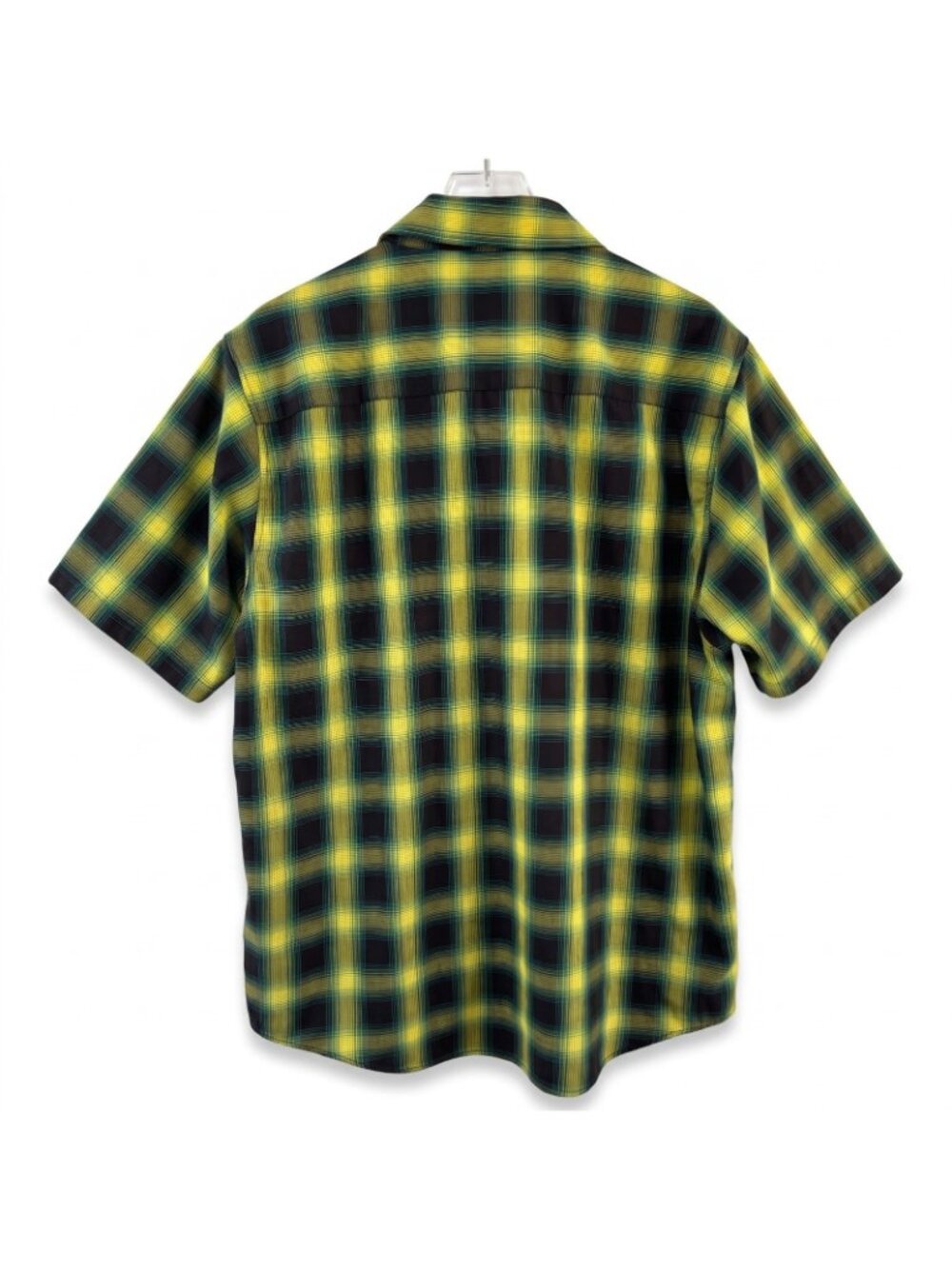 Dixxon Short Sleeved Bamboo Shirt Size 2X Hope Rd Lime Green Plaid Button Front - Picture 2 of 4